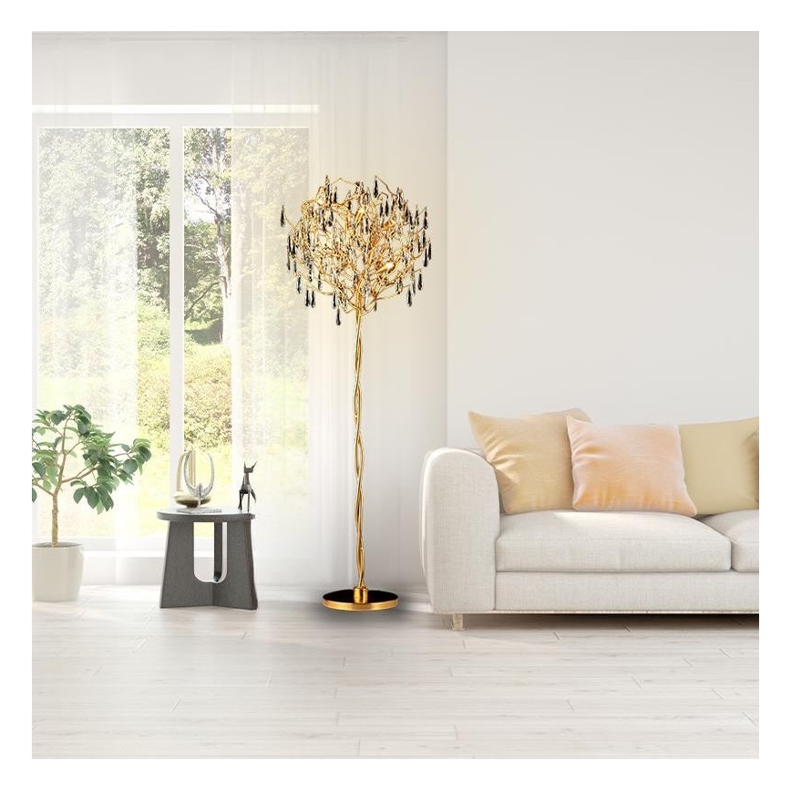 Lampadaire en cristal 5xG9/40W/230V doré