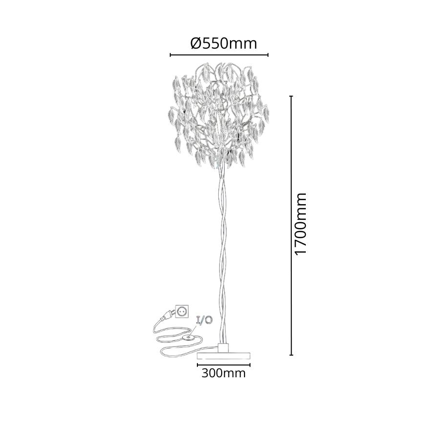 Lampadaire en cristal 5xG9/40W/230V noir