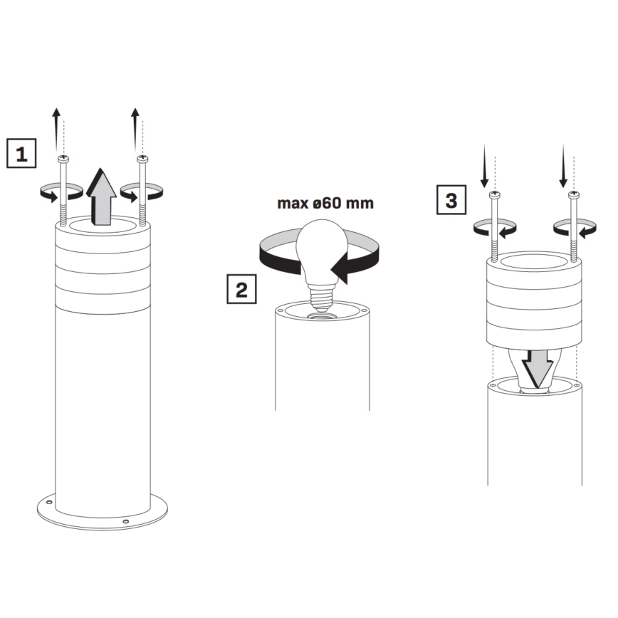 Lampadaire extérieur RINO 1xE27/12W/230V IP54 44 cm noir