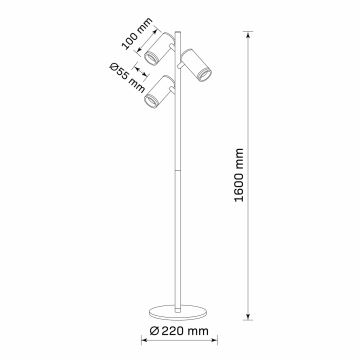 Lampadaire PARIS 3xGU10/12W/230V noir