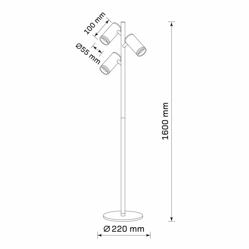 Lampadaire PARIS 3xGU10/12W/230V noir