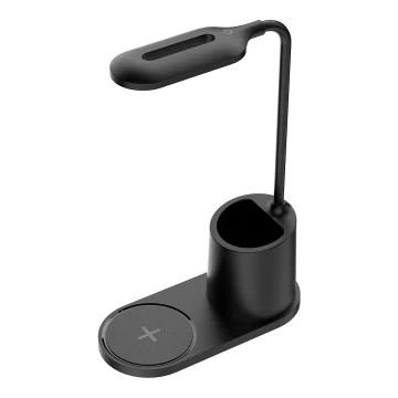 Lampe de bureau LED/3W/230V avec charge sans fil noire