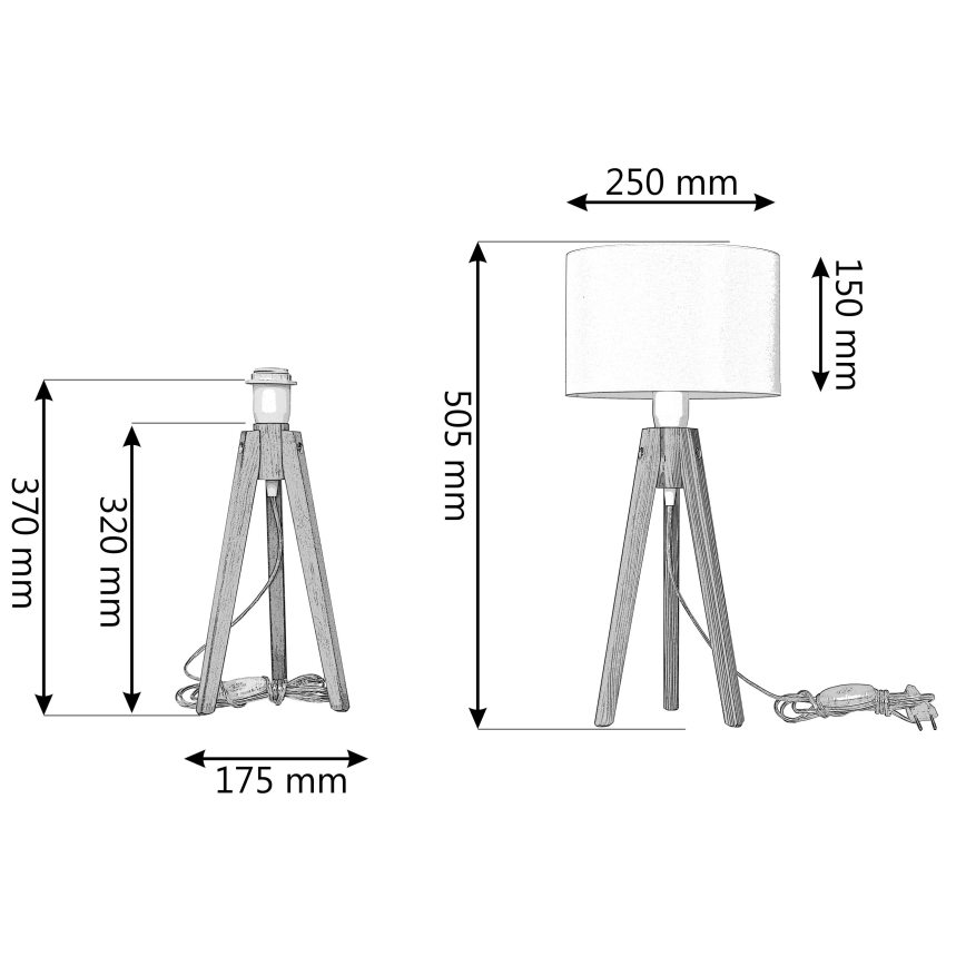 Lampe de table ALBA 1xE27/60W/230V crème/chêne