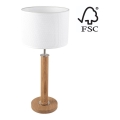 Lampe de table BENITA 1xE27/60W/230V 61 cm blanc/chêne – FSC certifié