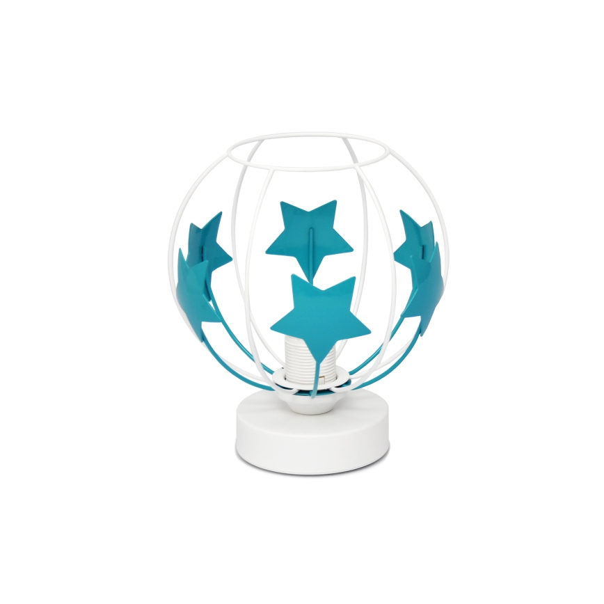 Lampe de table enfant STARS 1xE27/15W/230V turquoise/blanc