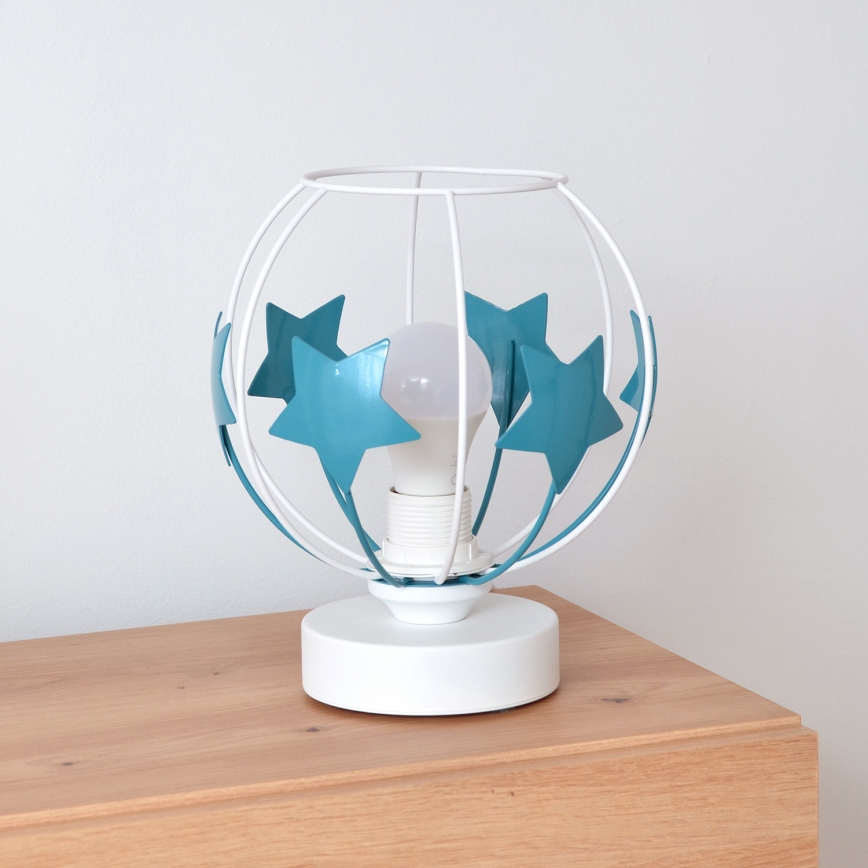 Lampe de table enfant STARS 1xE27/15W/230V turquoise/blanc