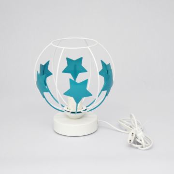 Lampe de table enfant STARS 1xE27/15W/230V turquoise/blanc