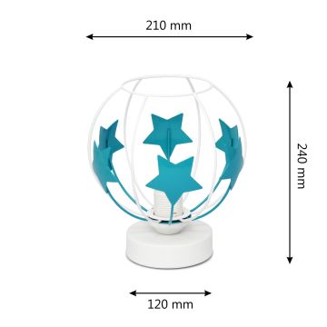 Lampe de table enfant STARS 1xE27/15W/230V turquoise/blanc