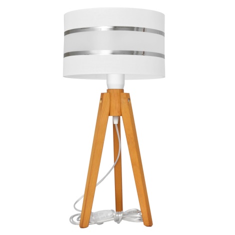 Lampe de table HELEN 1xE27/60W/230V blanc/chrome/chêne