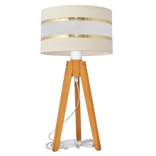 Lampe de table HELEN 1xE27/60W/230V crème/doré/chêne
