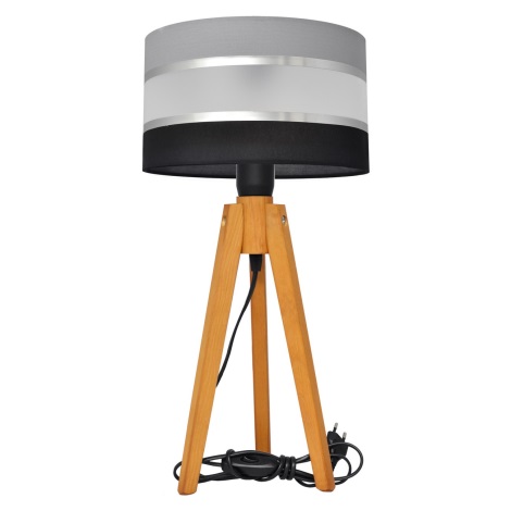 Lampe de table HELEN 1xE27/60W/230V gris/noir/chrome/chêne