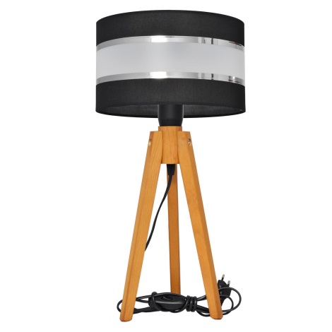 Lampe de table HELEN 1xE27/60W/230V noir/chrome/chêne