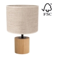 Lampe de table KRETA 1xE27/25W/230V chêne/beige - certifié FSC