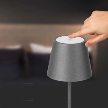 Lampe de table tactile à intensité variable rechargeable LED/2W/5V 4400 mAh IP54 gris