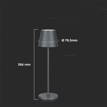 Lampe de table tactile à intensité variable rechargeable LED/2W/5V 4400 mAh IP54 gris