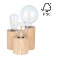 Lampe de table VINCENT 3xE27/15W/230V chêne - certifié FSC