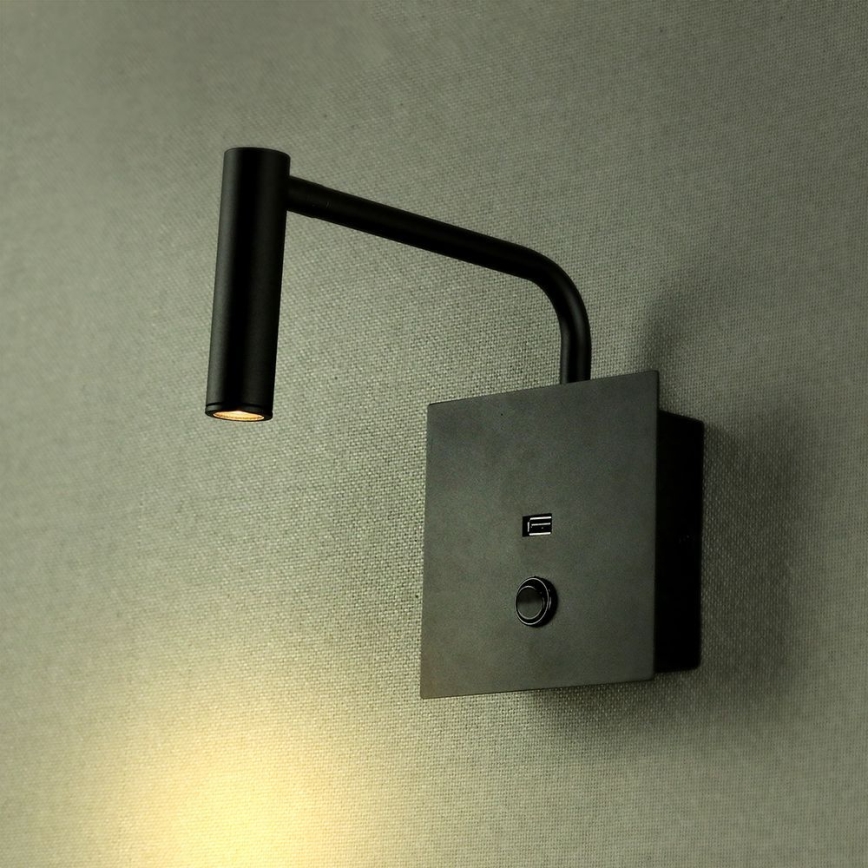 Lampe murale LED flexible avec port USB LED/3W/230V