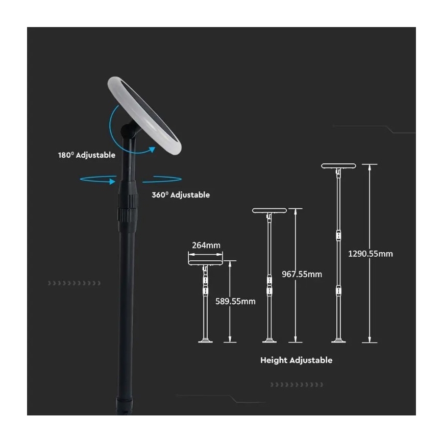 Lampe solaire ajustable GARDEN LED/8W/5V IP65 4000K