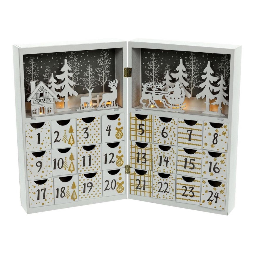 LED Advent Kalender LED/2xAAA warm wit