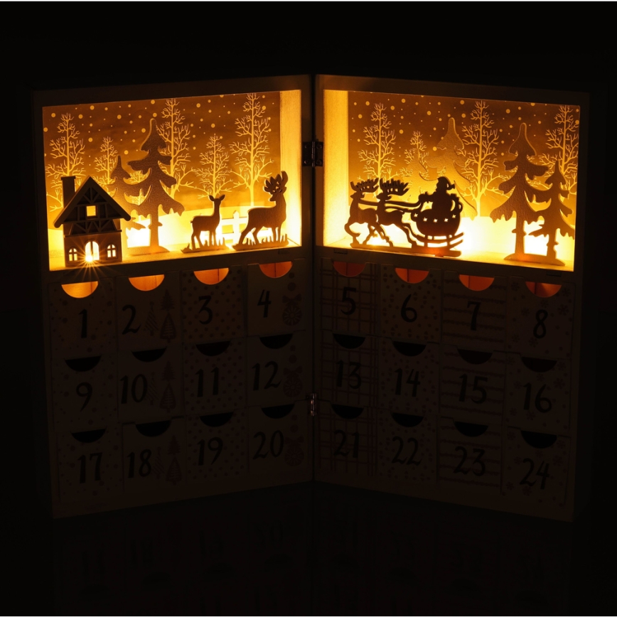 LED Advent Kalender LED/2xAAA warm wit