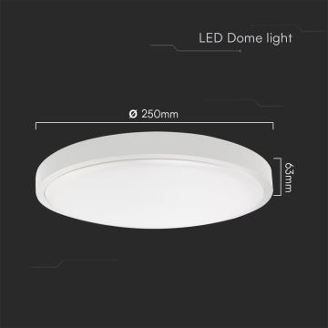 LED Badkamer plafondlamp SAMSUNG CHIP LED/18W/230V IP44 3000K diameter 25 cm wit