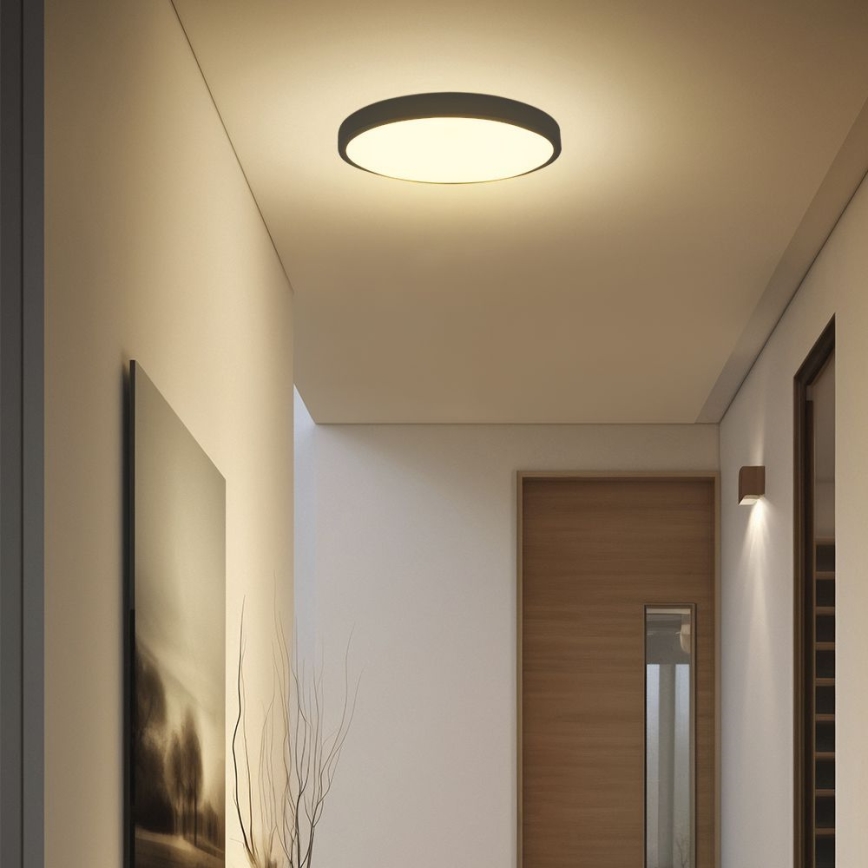 LED Badkamer plafondlamp SAMSUNG CHIP LED/18W/230V IP44 3000K diameter 25 cm zwart