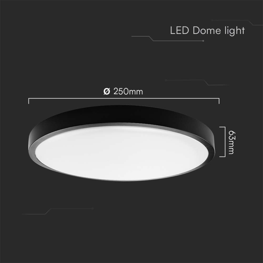 LED Badkamer plafondlamp SAMSUNG CHIP LED/18W/230V IP44 3000K diameter 25 cm zwart