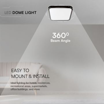 LED Badkamer plafondlamp SAMSUNG CHIP LED/24W/230V IP44 6500K 29x29 cm zwart