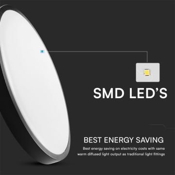 LED Badkamer plafondlamp met sensor SAMSUNG CHIP LED/18W/230V IP44 4000K diameter 29 cm zwart + afstandsbediening