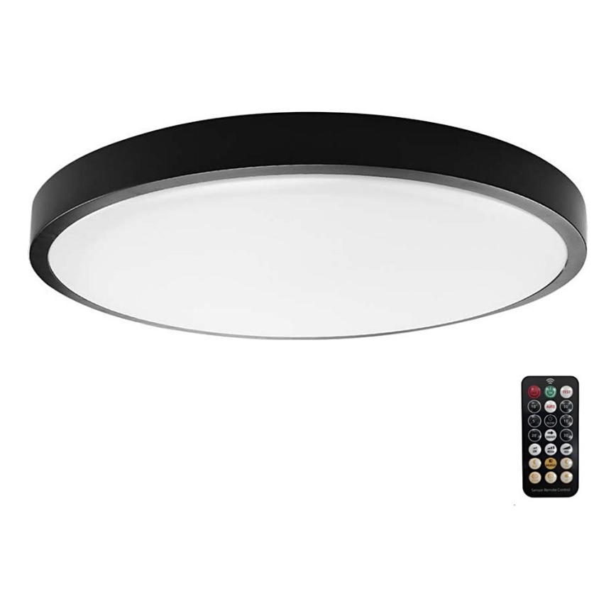 LED Badkamer plafondlamp met sensor LED/36W/230V 4000K IP44 zwart + afstandsbediening