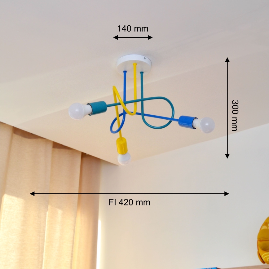 LED Bevestigde hanglamp voor kinderen OXFORD 3xE27/60W/230V