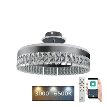 LED Dimbaar kristal Bevestide hanglamp LED/75W/230V 3000-6500K chroom + afstandsbediening