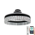 LED Dimbaar kristal Bevestide hanglamp LED/75W/230V 3000-6500K zwart + afstandsbediening
