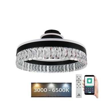 LED Dimbaar kristal Bevestide hanglamp LED/75W/230V 3000-6500K zwart + afstandsbediening