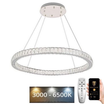 LED Dimbaar kristal Hanglamp aan een touw LED/100W/230V 3000-6500K zilver + afstandsbediening