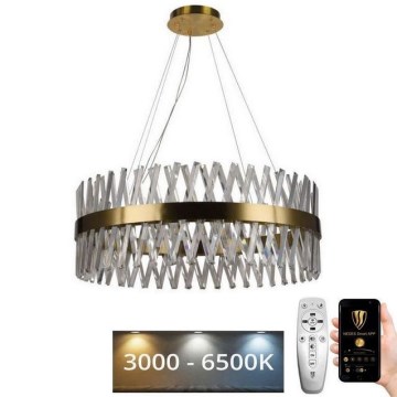 LED Dimbaar kristal Hanglamp aan een touw LED/110W/230V 3000-6500K goud + afstandsbediening