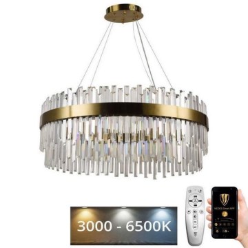 LED Dimbaar kristal Hanglamp aan een touw LED/110W/230V 3000-6500K goud + afstandsbediening