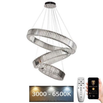 LED Dimbaar kristal Hanglamp aan een touw LED/115W/230V 3000-6500K chroom + afstandsbediening