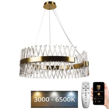 LED Dimbaar kristal Hanglamp aan een touw LED/175W/230V 3000-6500K goud + afstandsbediening