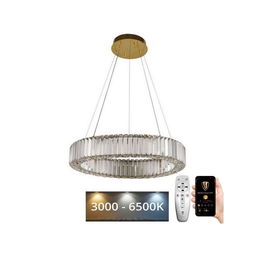 LED Dimbaar kristal Hanglamp aan een touw LED/40W/230V 3000-6500K chroom/goud + afstandsbediening