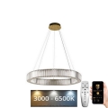 LED Dimbaar kristal Hanglamp aan een touw LED/50W/230V 3000-6500K chroom/goud + afstandsbediening