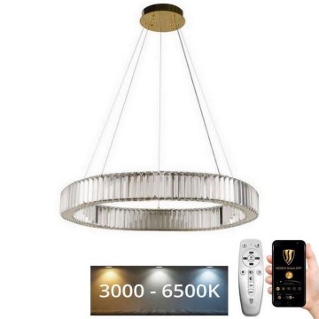 LED Dimbaar kristal Hanglamp aan een touw LED/50W/230V 3000-6500K chroom/goud + afstandsbediening