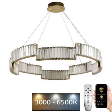 LED Dimbaar kristal Hanglamp aan een touw LED/60W/230V 3000-6500K goud + afstandsbediening