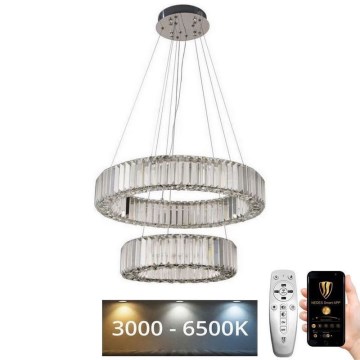 LED Dimbaar kristal Hanglamp aan een touw LED/65W/230V 3000-6500K chroom + afstandsbediening