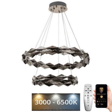 LED Dimbaar kristal Hanglamp aan een touw LED/65W/230V 3000-6500K chroom + afstandsbediening