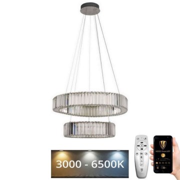 LED Dimbaar kristal Hanglamp aan een touw LED/65W/230V 3000-6500K chroom + afstandsbediening