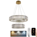 LED Dimbaar kristal Hanglamp aan een touw LED/65W/230V 3000-6500K chroom/goud + afstandsbediening