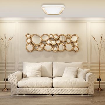 LED dimbare plafondlamp QUADRO LED/66W/230V 3000-6000K wit/goud + afstandsbediening