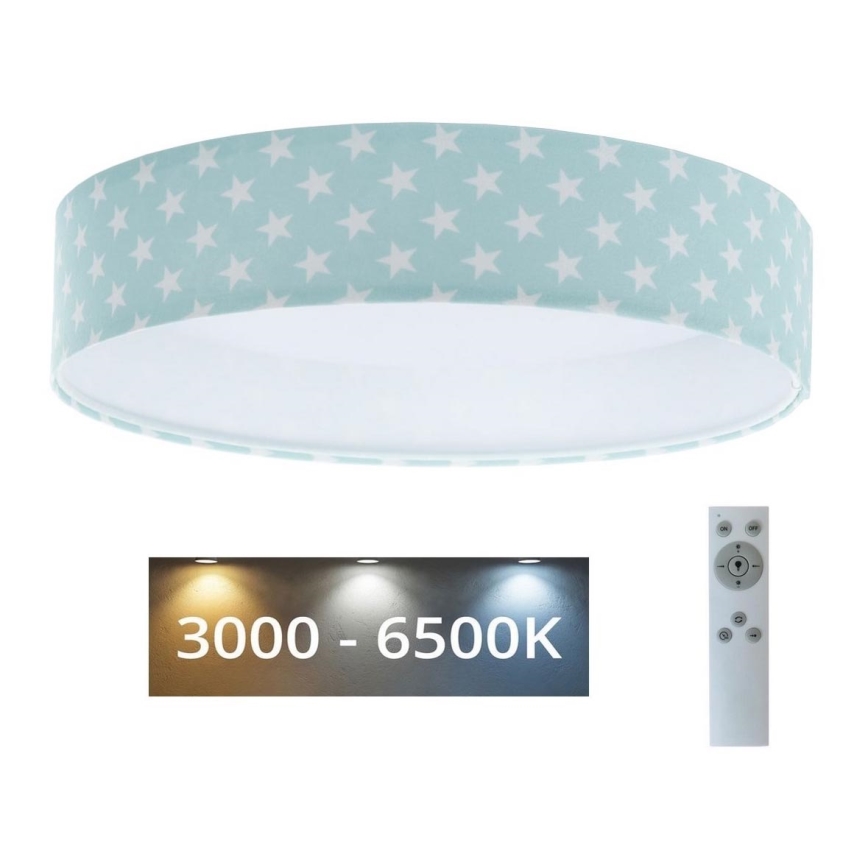 LED dimbare plafondlamp SMART GALAXY KIDS LED/24W/230V 3000-6500K sterren groen/wit + afstandsbediening