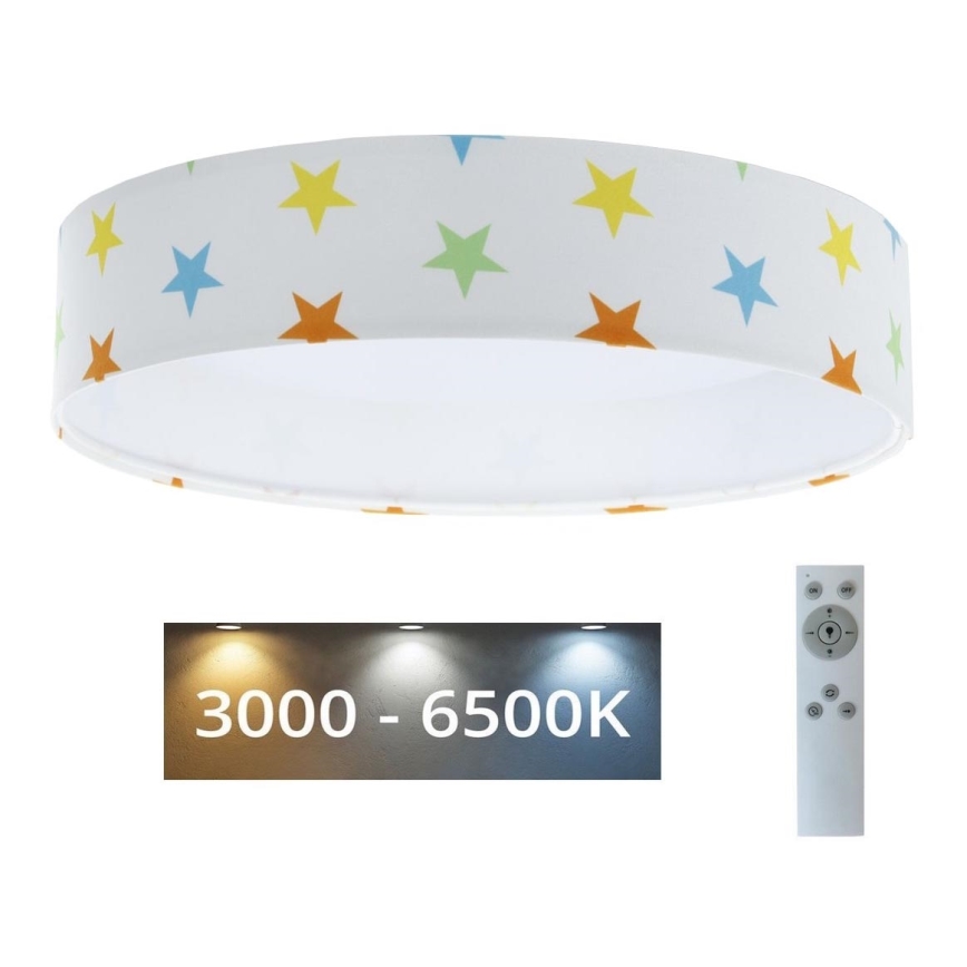 LED dimbare plafondlamp SMART GALAXY KIDS LED/24W/230V 3000-6500K sterren kleurrijk + afstandsbediening